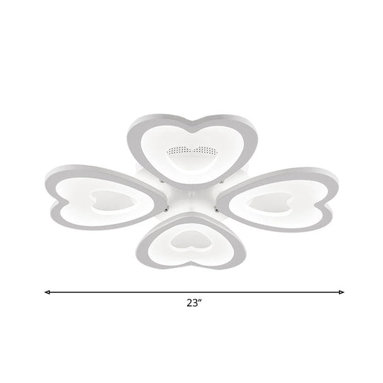 Contemporary 4/6 - Light Ceiling Mount Fixture With Acrylic Shade - White Heart Flush Lamp In