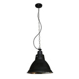 Farmhouse Black Metal Dome Pendant Light With Chain For Stairway 12 Width