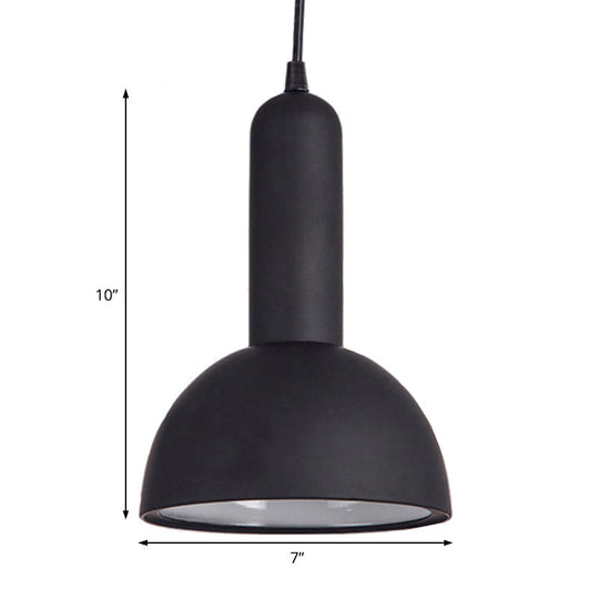 Industrial Domed Pendant Light In Metallic Black - Perfect For Living Room