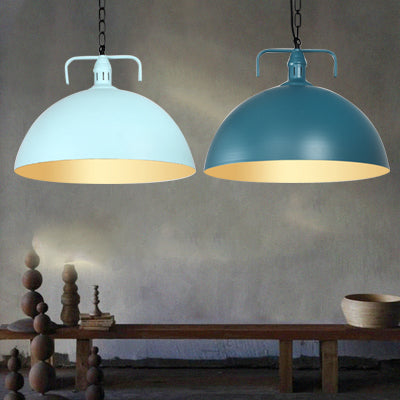 Stylish 1-Light Dark Blue Pendant Light For Living Room - 8’/10’ Domed Ceiling Fixture