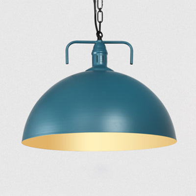 Stylish 1-Light Dark Blue Pendant Light For Living Room - 8’/10’ Domed Ceiling Fixture / 10’