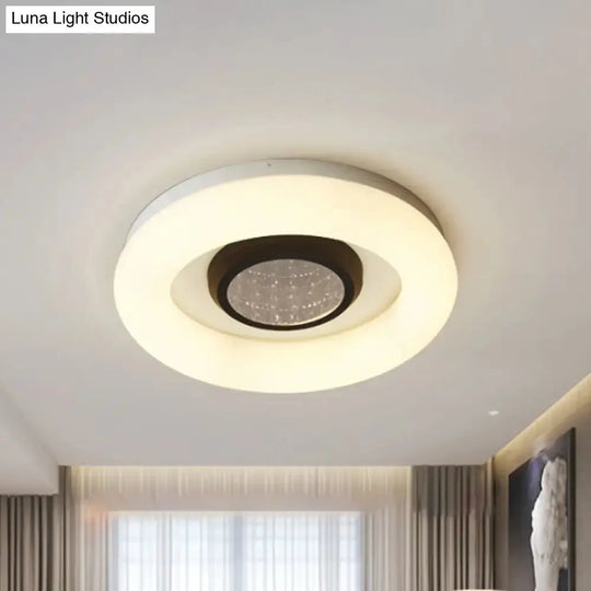 Minimalist Led Flush Mount Ceiling Light - Circular Acrylic Silver/Grey/Black Ideal For Hotels
