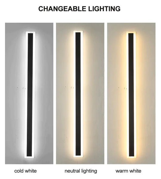 Waterproof Outdoor Lighting Tall Led Wall Lamp Ip65 Aluminum Dimmable Light Garden Porch Sconce