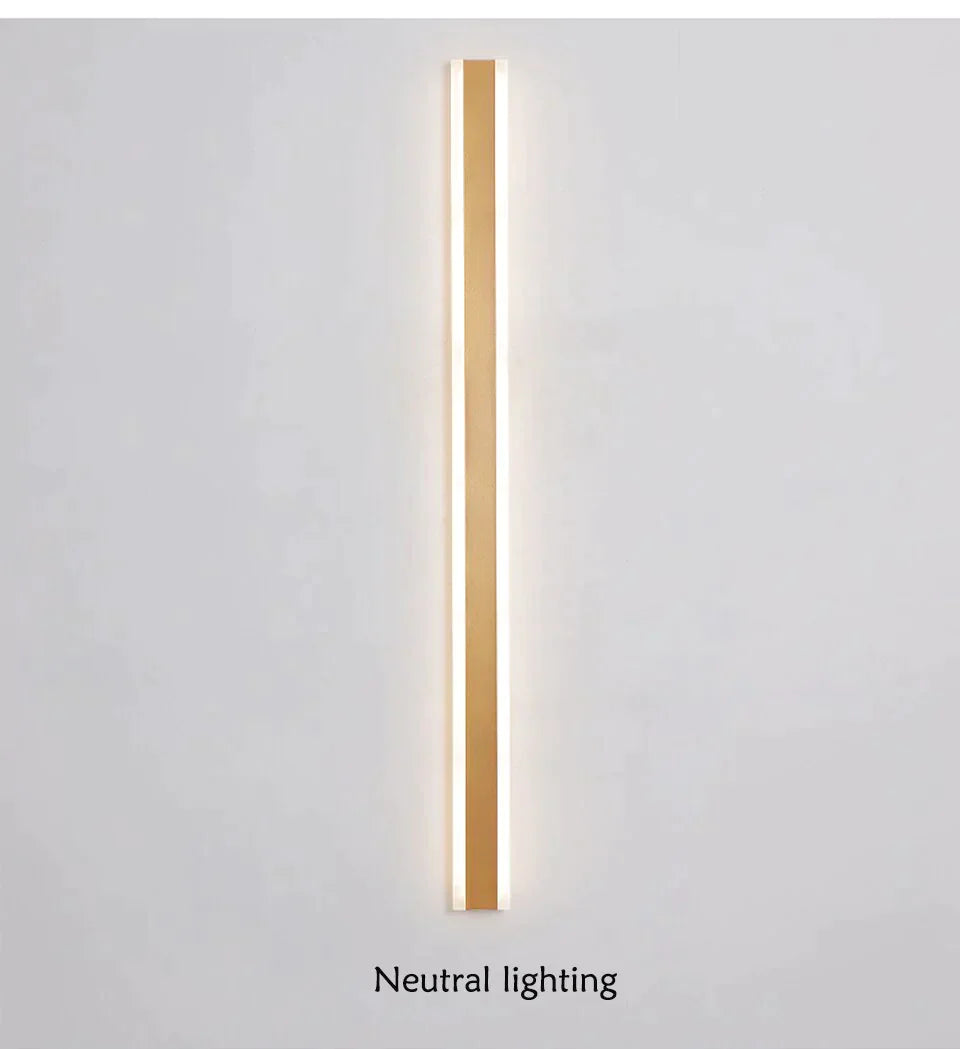Modern Ip65 Waterproof Outdoor Lights Stainless Steel Long Led Wall Lamp Gold Light Garden Porch