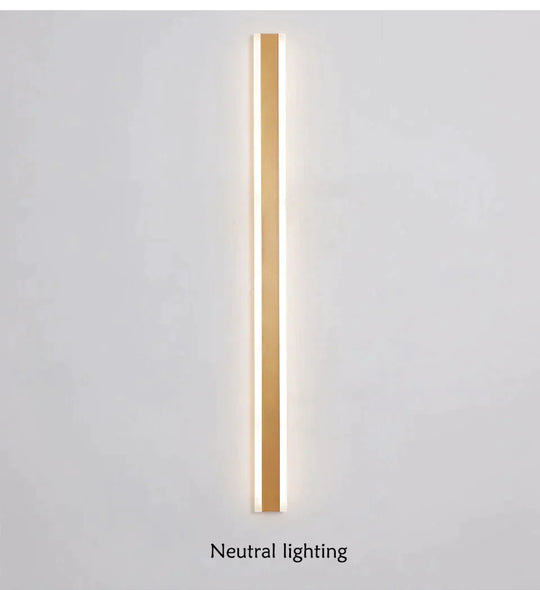 Modern Ip65 Waterproof Outdoor Lights Stainless Steel Long Led Wall Lamp Gold Light Garden Porch
