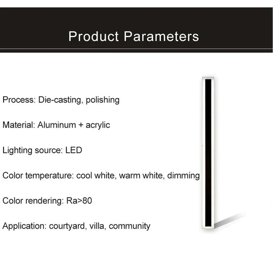 Waterproof Outdoor Lighting Tall Led Wall Lamp Ip65 Aluminum Dimmable Light Garden Porch Sconce