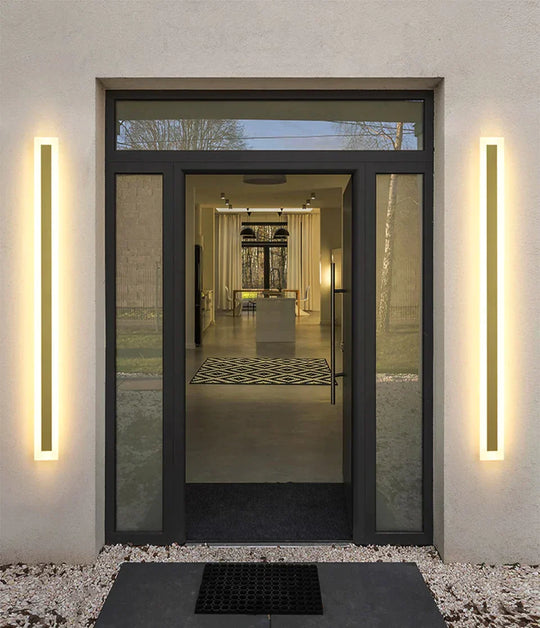 Outdoor Lighting Tall Led Wall Lamp Ip65 Waterproof Aluminum Dimmable Gold Garden Porch Sconce
