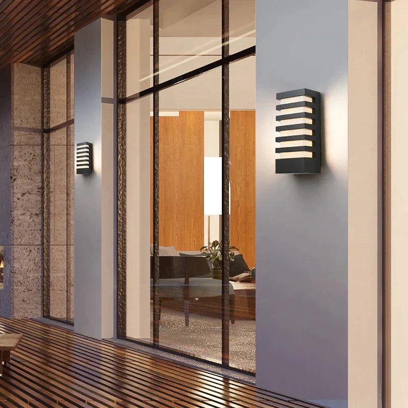 Led Outdoor Waterproof Wall Light Modern Style Aluminum Sconce Porch Garden Lightings Black 12W