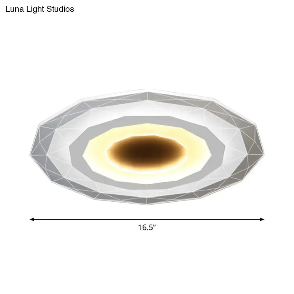 Minimalist Flush Mount Led Ceiling Lamp In White With Ultrathin Design & Acrylic Finish