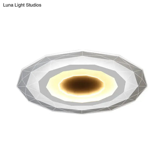 Minimalist Flush Mount Led Ceiling Lamp In White With Ultrathin Design & Acrylic Finish