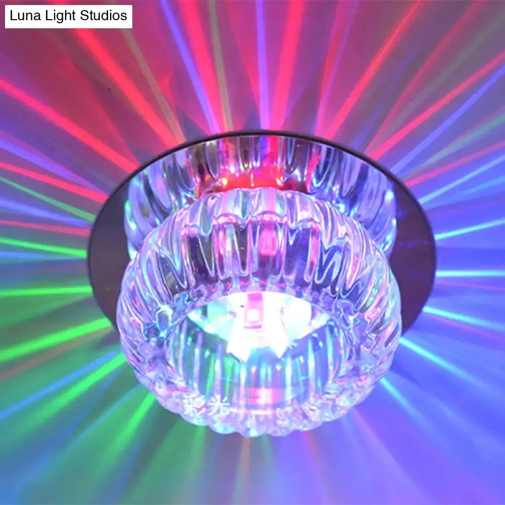 Crystal Led Mini Donut Ceiling Light: Modern Semi Flush Mounted Lamp (Warm/White/Multi Color)
