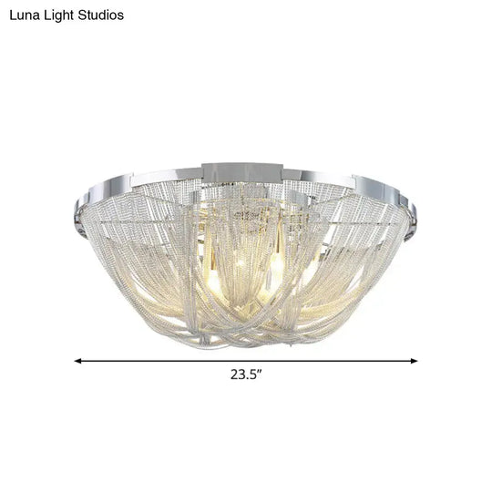 Nordic Flush Mount Silver Aluminum Ceiling Light For Living Room