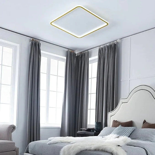 Nordic Bedroom Led Ceiling Lamp Full Copper Square