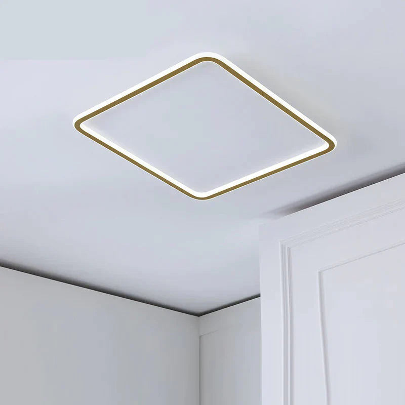 Nordic Bedroom Led Ceiling Lamp Full Copper Square