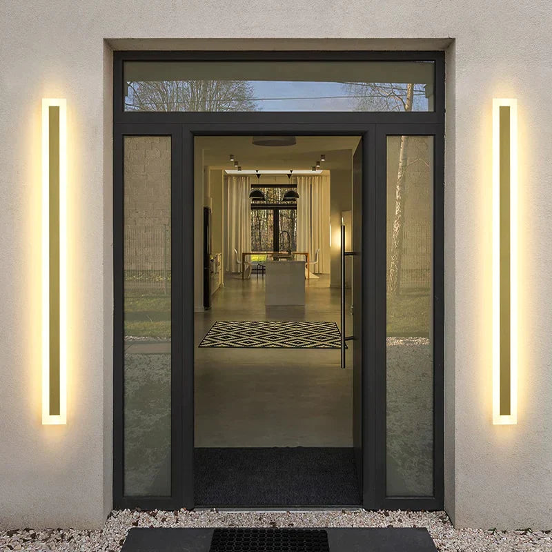 Outdoor Lighting Tall Led Wall Lamp Ip65 Waterproof Aluminum Dimmable Gold Garden Porch Sconce
