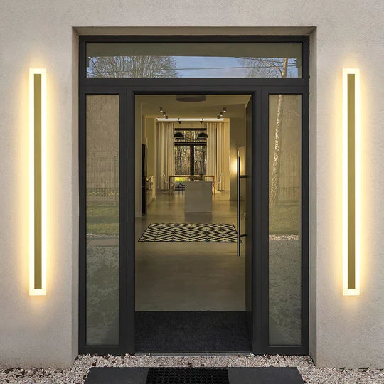 Outdoor Lighting Tall Led Wall Lamp Ip65 Waterproof Aluminum Dimmable Gold Garden Porch Sconce