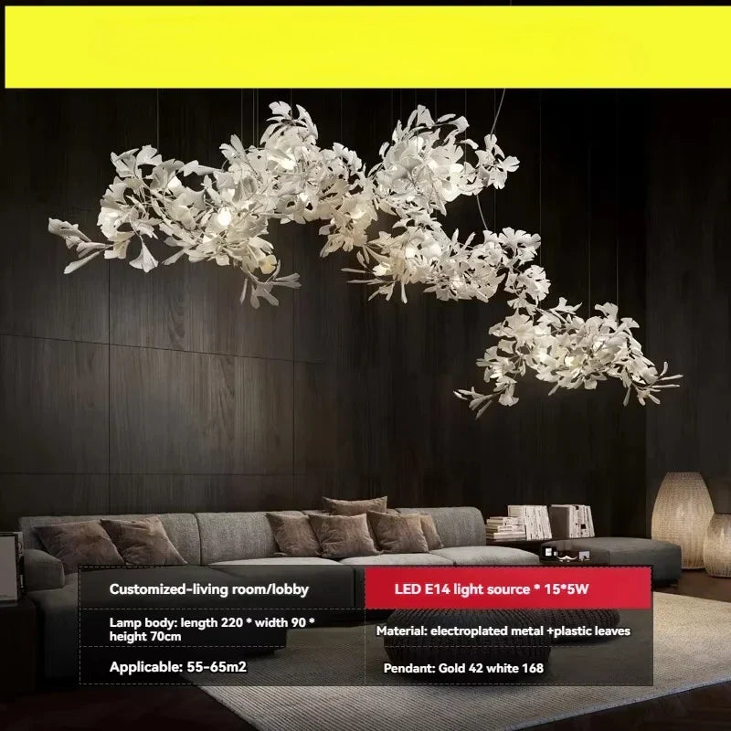 Liora Luxury Duplex Chandelier – Modern Villa Staircase Lighting FOB China / Plastic Leaf / cold light 6000k