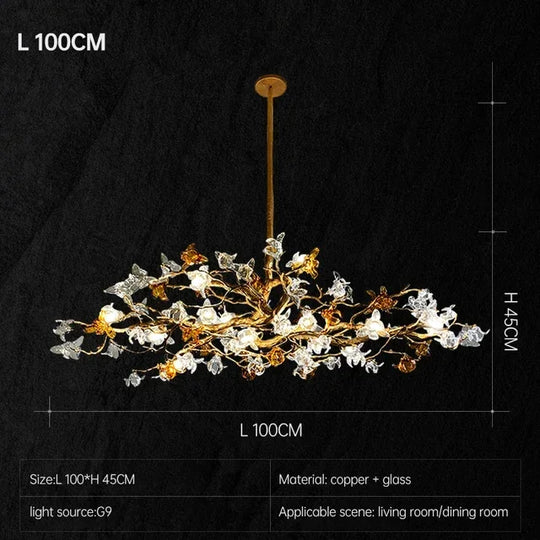 Maravelle Copper Branch Chandelier – Retro Luxury Pendant Light L100 H45cm / Natural light