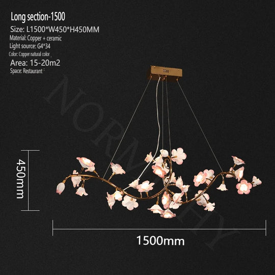 Florencia Ceramic Flower Chandelier – Postmodern Luxury Lighting 150X45CM