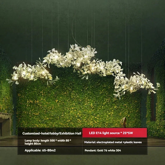 Liora Luxury Duplex Chandelier – Modern Villa Staircase Lighting Long 500cm C / Plastic Leaf / cold light 6000k