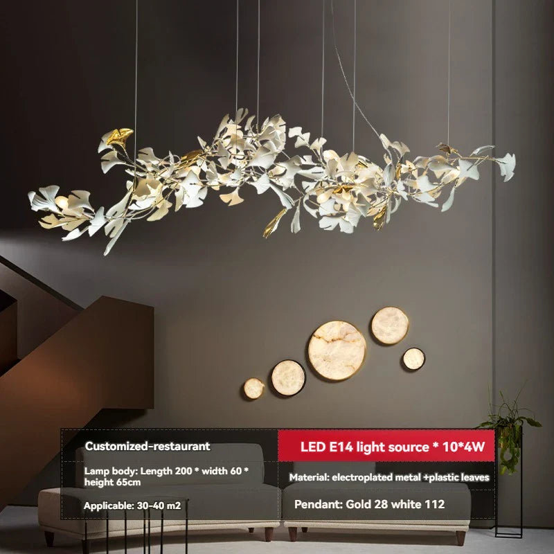 Liora Luxury Duplex Chandelier – Modern Villa Staircase Lighting Long 200cm B / Plastic Leaf / cold light 6000k