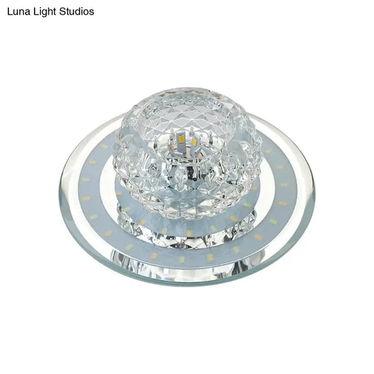 Sleek Crystal Led Foyer Ceiling Light - Geometric Design Chrome Flush Mount