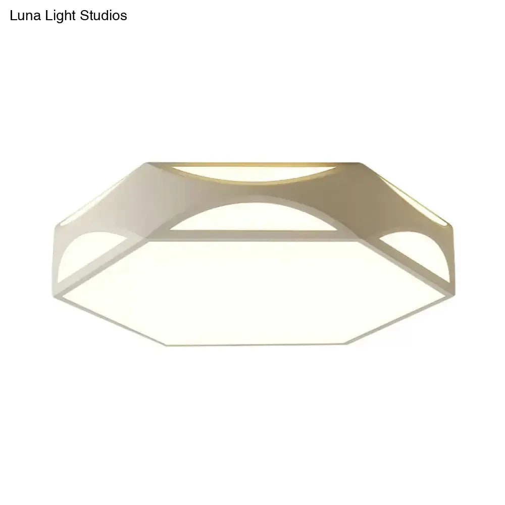 Contemporary Black/White Hexagon Led Flush Light Ceiling Mount