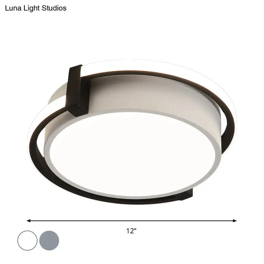 Dorm Room Led Flushmount Ceiling Light With Minimalist Design And Acrylic Shade (Grey/White) -