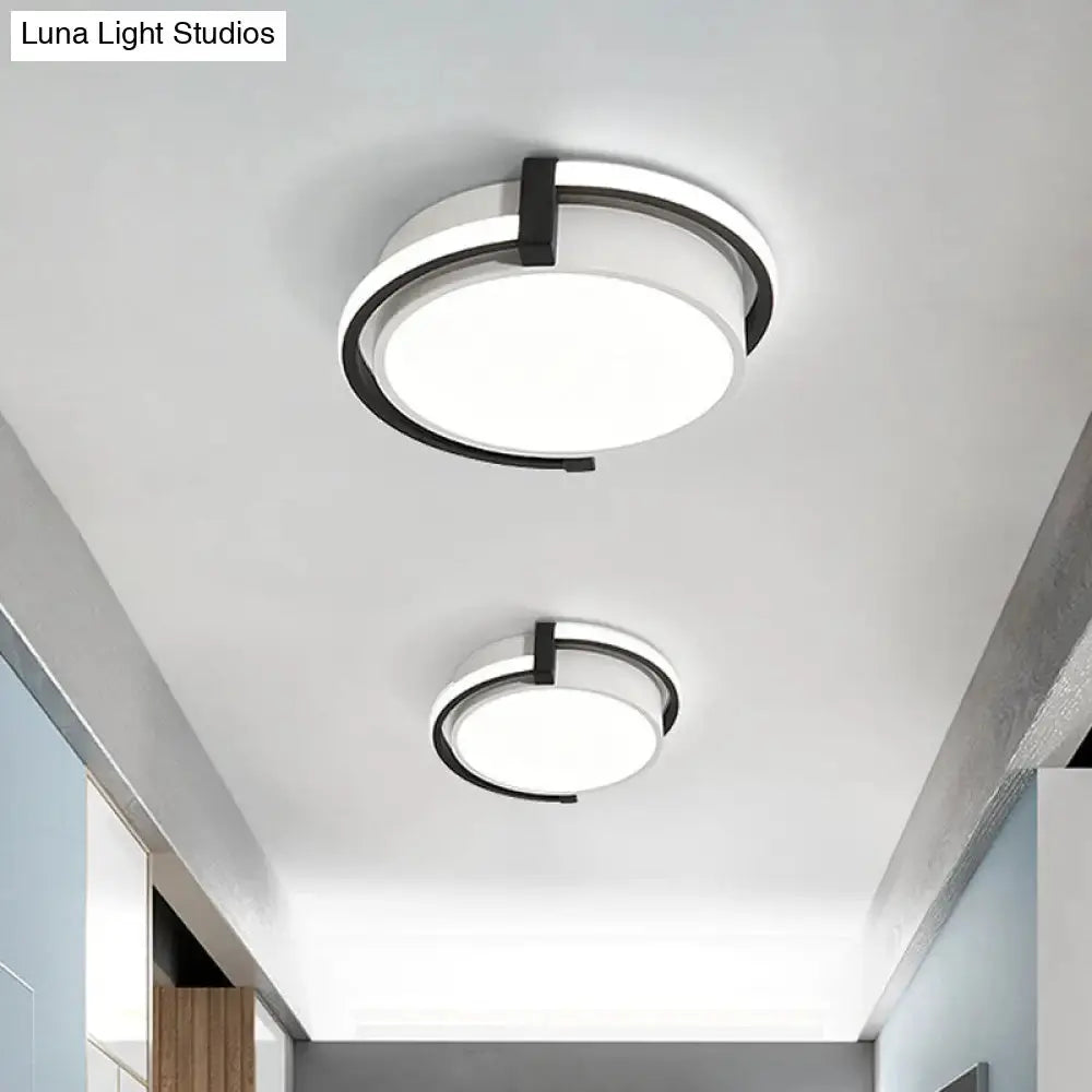 Dorm Room Led Flushmount Ceiling Light With Minimalist Design And Acrylic Shade (Grey/White) -