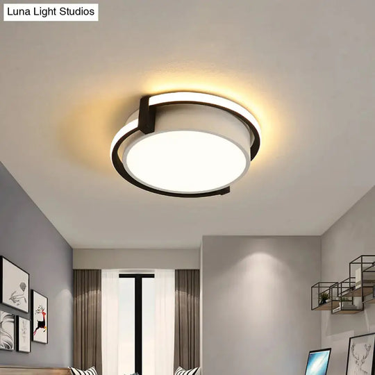 Dorm Room Led Flushmount Ceiling Light With Minimalist Design And Acrylic Shade (Grey/White) -