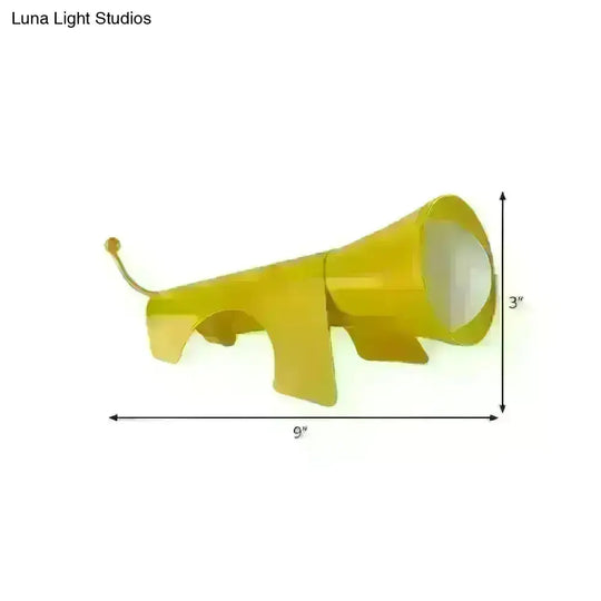 Lucy - Cartoon Red/Yellow Night Table Lamp Dog-Like Metallic Shade