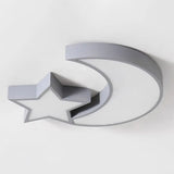 A Celestial Glow For Kids: Led Star And Moon Acrylic Flush Mount Ceiling Light Grey / White