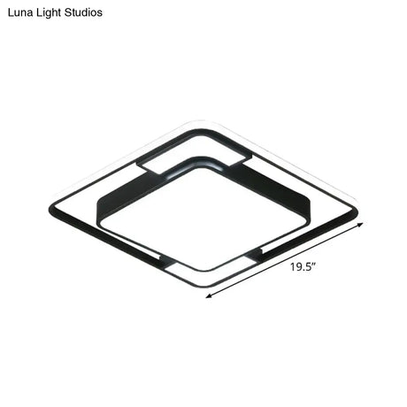 Acrylic Ceiling Flush Led Mount Light In Nordic Black - Square/Round/Rectangle Design White/3 Color