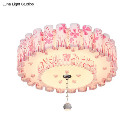 Acrylic Dual-Layered Flushmount Countryside Led Ceiling Lamp For Restaurants With Crystal Ball -