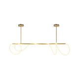 Acrylic Flex Tube Suspension Light: Minimalist Led Island Lamp In Gold With Linear Arm -