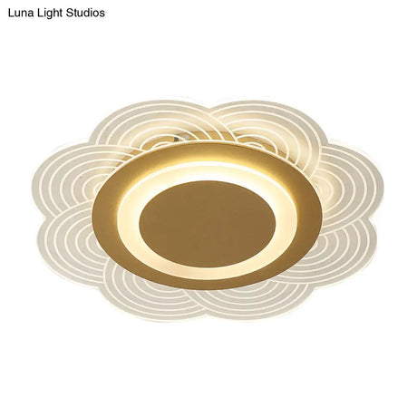Acrylic Flower Ceiling Fixture Led Flush Mount Light In Warm/White For Bedroom Décor