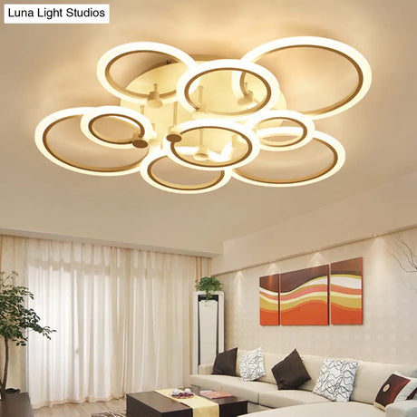 Acrylic Flush Ceiling Light With Multi - Tiered Led And Warm/White/Natural - Available In 3/5/7