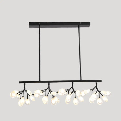 Acrylic Island Lighting Fixture: Simplicity Design With 36 Bulbs - Perfect For Dining Rooms! Black