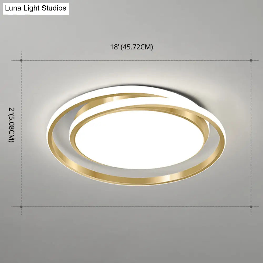 Acrylic Led Ceiling Lamp In Brushed Gold - Simple Style Flush Mount For Bedroom