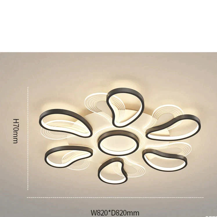 Acrylic Living Room Ceiling Lamp Led Petal Shaped Bedroom Modern Simple Household Restaurant Black /