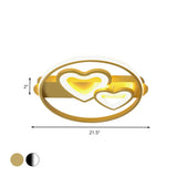 Acrylic Loving Hearts Led Flush Mount Ceiling Lamp - Simplicity 18/21.5 Wide Gold/Black/White Ring