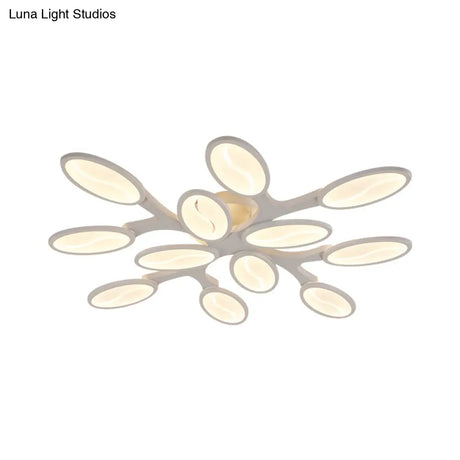 Acrylic Oval Ceiling Light Modern Led 3/6/9 Lights Flush Mount Fixture In Warm/White/Natural For