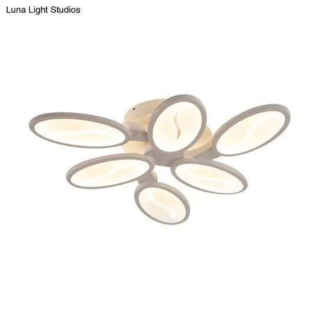 Acrylic Oval Ceiling Light Modern Led 3/6/9 Lights Flush Mount Fixture In Warm/White/Natural For