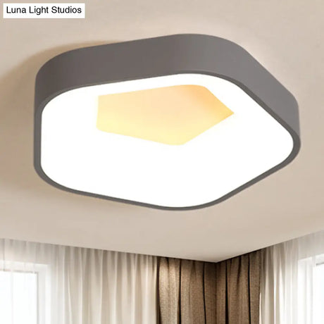 Acrylic Pentagon Flushmount Ceiling Led Light - Nordic Grey With White/Warm/Natural Lighting