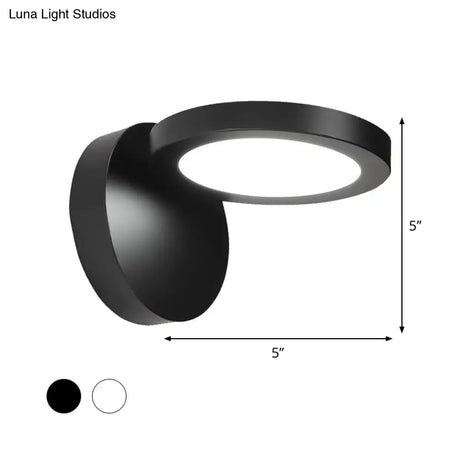 Acrylic Rotating Lens Wall Light: Simplicity In White/Black With Warm/White Led Glow