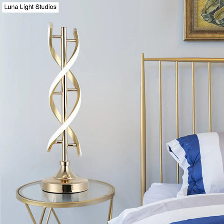 Acrylic Spiral Led Desk Lamp - Modern Small Task Lighting In Gold Warm/White Light