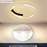 Acrylic Spliced Ring Led Flush Mount Light In White/Black - Ideal For Bedroom 16.5’/19.5’ Dia