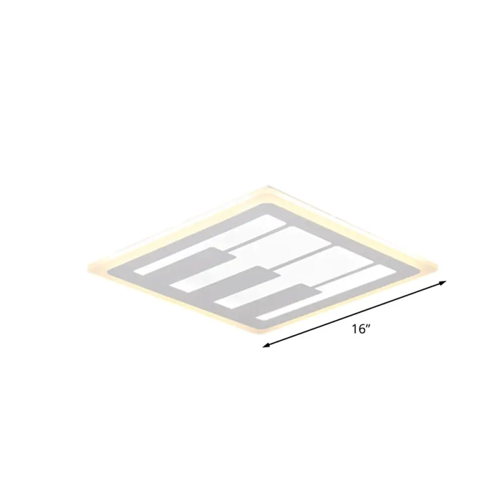 Acrylic Square Flushmount Led Ceiling Light In Warm/White With Modernist Design