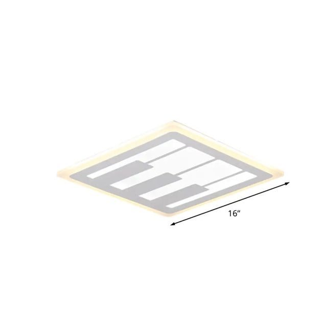 Acrylic Square Flushmount Led Ceiling Light In Warm/White With Modernist Design