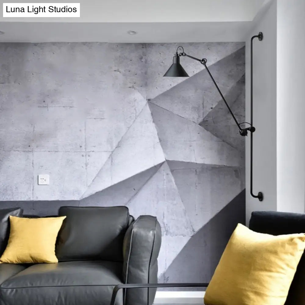 Adjustable Arm Loft Style Metal Wall Mount Reading Light With Shaded Head